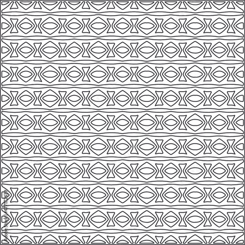  Vector ethnic pattern with symmetrical elements . Repeating geometric tiles from striped elements.Monochrome texture.Black and white pattern for wallpapers and backgrounds.