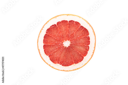 Fresh grapefruit with cut in half isolated on white background. Top view 