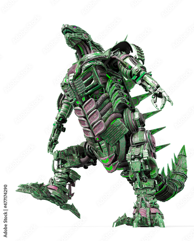 cyberpunk dinosaur bot is walking bottom view cyberpunk dinosaur bot is walking bottom view