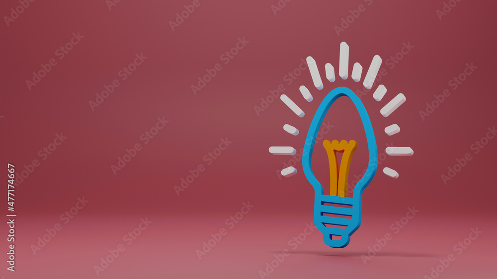 glowing light bulb minimal icon Symbol in 3D rendering isolated on red background glowing light bulb minimal icon Symbol in 3D rendering isolated on red background