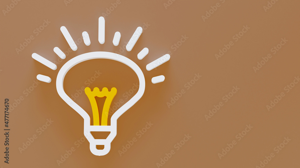 glowing light bulb minimal icon Symbol in 3D rendering isolated on gold background glowing light bulb minimal icon Symbol in 3D rendering isolated on gold background