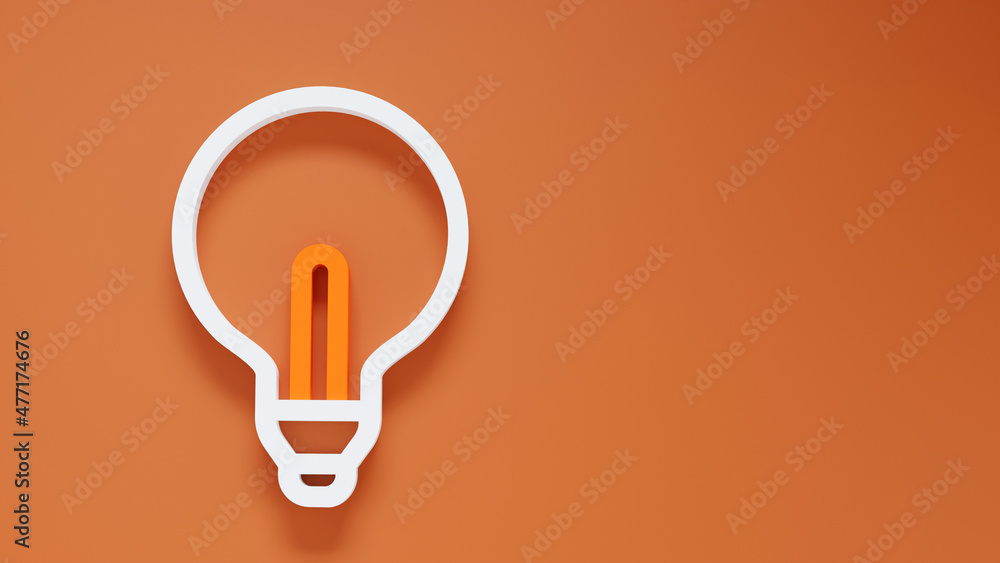eco light bulb minimal icon Symbol in 3D rendering isolated on orange background eco light bulb minimal icon Symbol in 3D rendering isolated on orange background