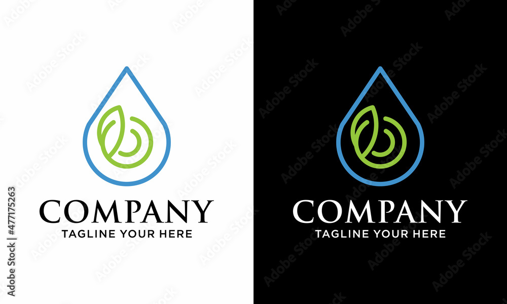 water and leaf vector logo for natural health symbols and clean water company. on a black and white background. water and leaf vector logo for natural health symbols and clean water company. on a black and white background.