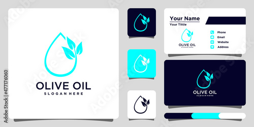 Olive oil logo design template unique and business card. Premium Vector
