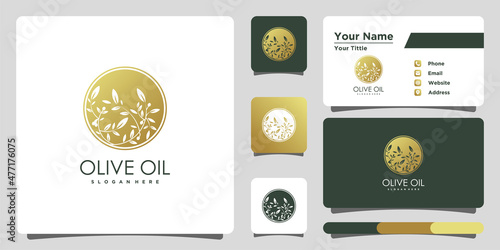 Olive oil logo design template unique and business card. Premium Vector