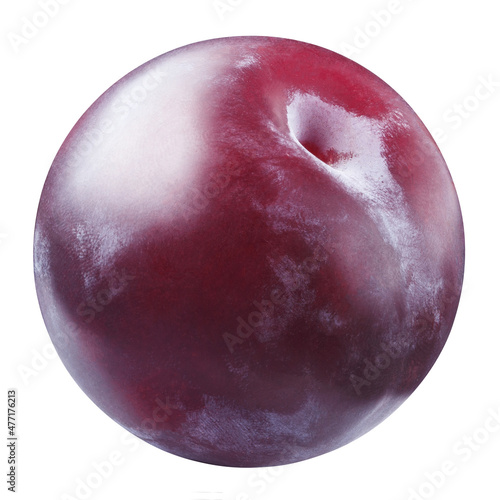 Delicious plum close-up, isolated on white background