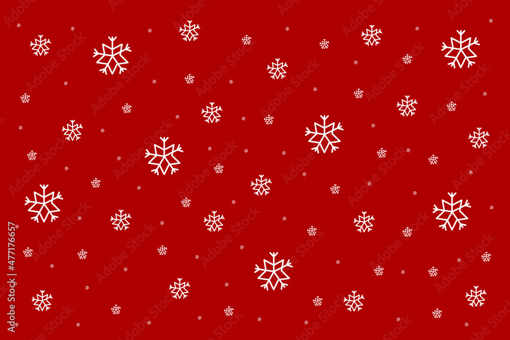 Pattern With Hand Drawn Cute Snowflakes On Red Background Vector Pattern With Hand Drawn Cute Snowflakes On Red Background Vector