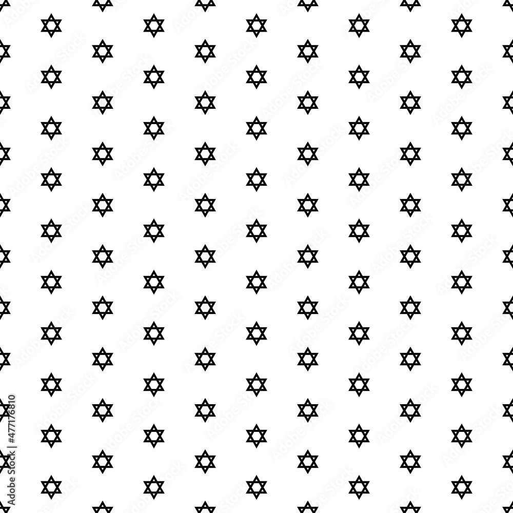 Square seamless background pattern from geometric shapes. The pattern is evenly filled with big black star of David symbols. Vector illustration on white background