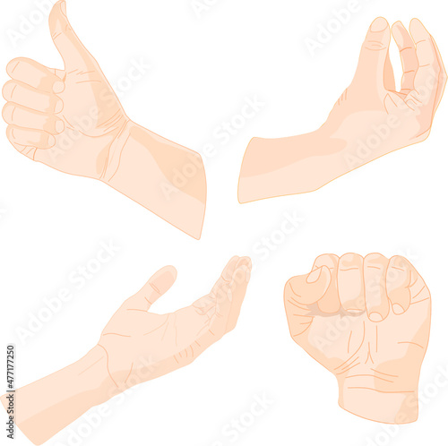 Grupo de diferentes manos de hombre blanco caucásico en distintas posiciones y formas N1 photo