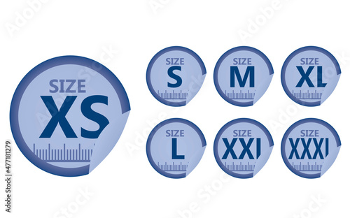 Round size labels. vector illustration