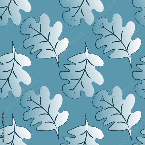 Seamless pattern on a square background - oak leaves - abstraction, surreal. Design element