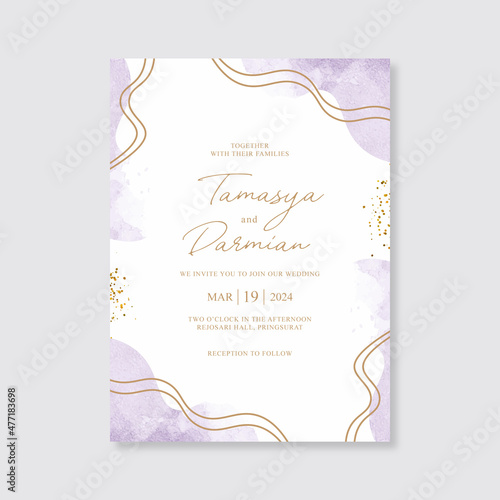 Watercolor splash and sparkle for wedding invitation template