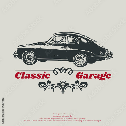 classic car vector logo emblem, vintage logo style