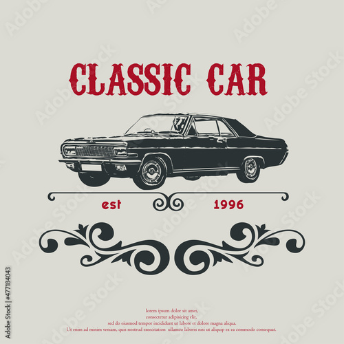 classic car vector logo emblem, vintage logo style