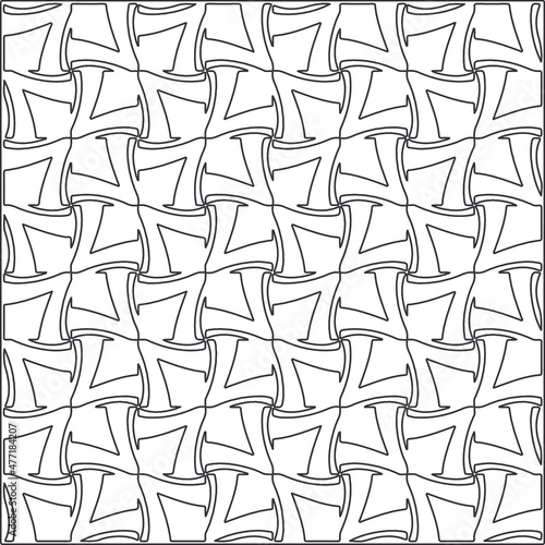  Vector pattern with symmetrical elements . Repeating geometric tiles from striped elements.Monochrome stylish texture.Black and  white pattern for wallpapers and backgrounds.