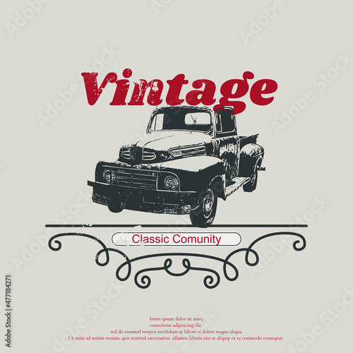 classic car vector logo emblem, vintage logo style
