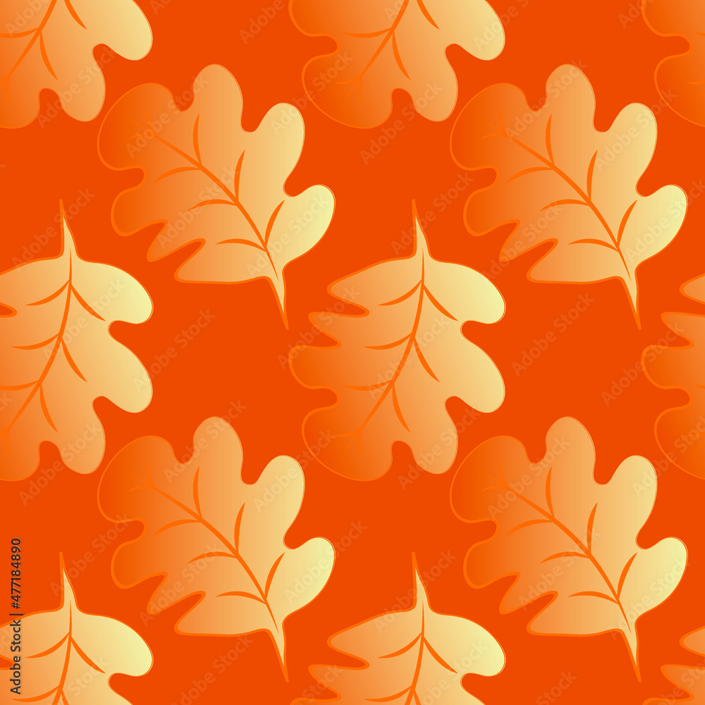 Obraz premium Seamless pattern on a square background - oak leaves - abstraction, surreal. Design element