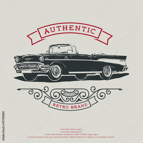 classic car vector logo emblem, vintage logo style
