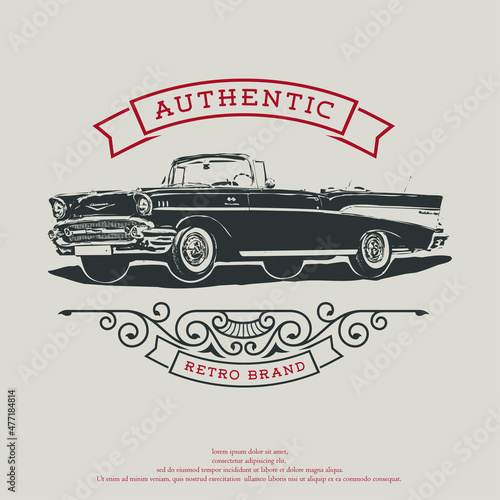 classic car vector logo emblem  vintage logo style