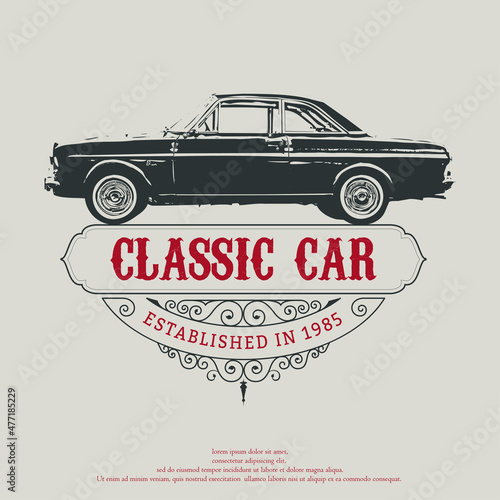classic car vector logo emblem, vintage logo style