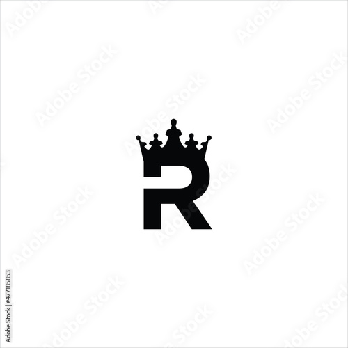 letter r logo vector crown template