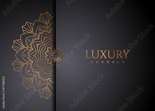 Luxurious mandala ornament background with golden pattern. Decoration mandala pattern on a black background. Luxury decoration mandala gift card. Luxurious golden mandala vector.