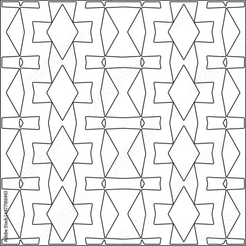 Vector pattern with symmetrical elements . Repeating geometric tiles from striped elements.Monochrome stylish texture.Black and  white pattern for wallpapers and backgrounds.
