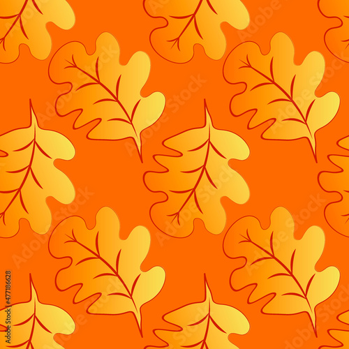 Seamless pattern on a square background - oak leaves - abstraction, surreal. Design element