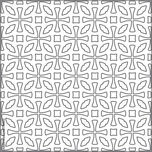 Vector pattern with symmetrical elements . Repeating geometric tiles from striped elements.Monochrome stylish texture.Black and  white pattern for wallpapers and backgrounds.