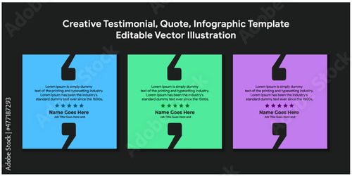 Creative Testimonial, Quote , Infographic Template Editable Vector Illustration 