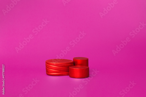 Geometric podiums for showcasing cosmetic products. Showcase abstract background closeup