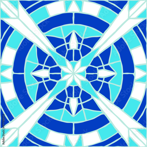 Vintage mosaic pattern. Blue portuguese tile. (ID: 477188252)
