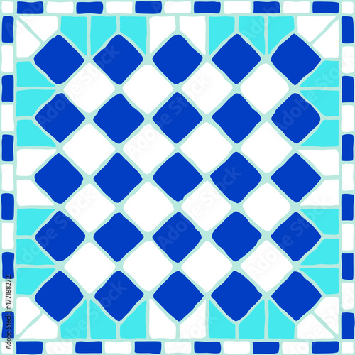 Vintage mosaic pattern. Blue portuguese tile. (ID: 477188272)