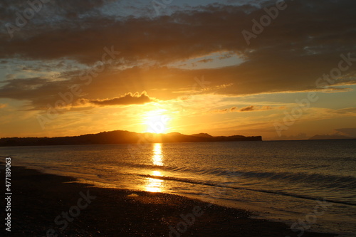 Sunset on the beach. Picture is taken in Acharavi, Nort of Corfu, a Greek isand.  © An