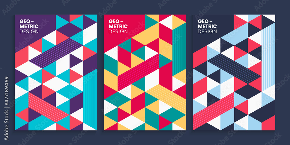 Geometric triangles cover design set Geometric triangles cover design set