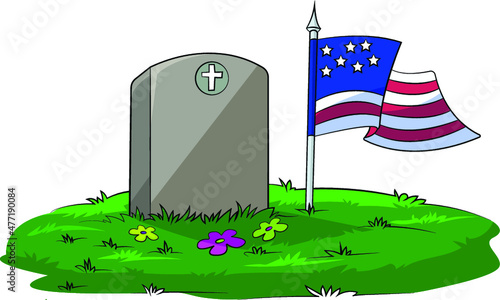 cartoon vector illustration of a Memorial Day themed illustration