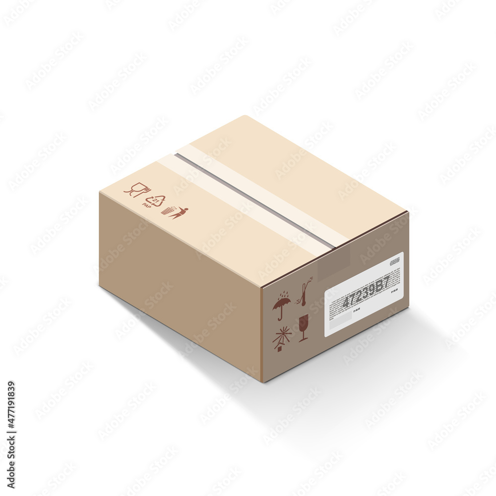 Realistic cardboard packaging box mockup. Vector illustration on white background. Can be use for delivery, food, cosmetic and other. Ready for your presentation. EPS10. Realistic cardboard packaging box mockup. Vector illustration on white background. Can be use for delivery, food, cosmetic and other. Ready for your presentation. EPS10.
