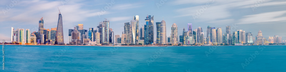 New Panoramic Doha Skyline early morning