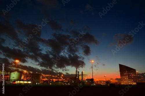 Sunset over an Oil Refinery in the Netherlands