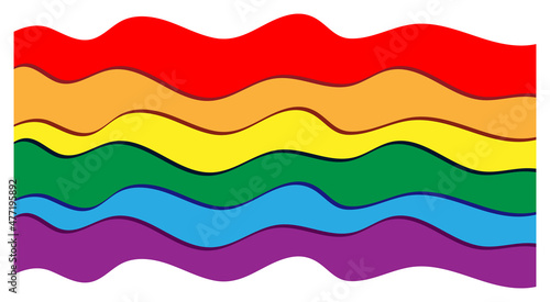 Rainbow pride flag LGBTQ+ symbol Paper cut Design element. Vector illustration. Isolated on white background