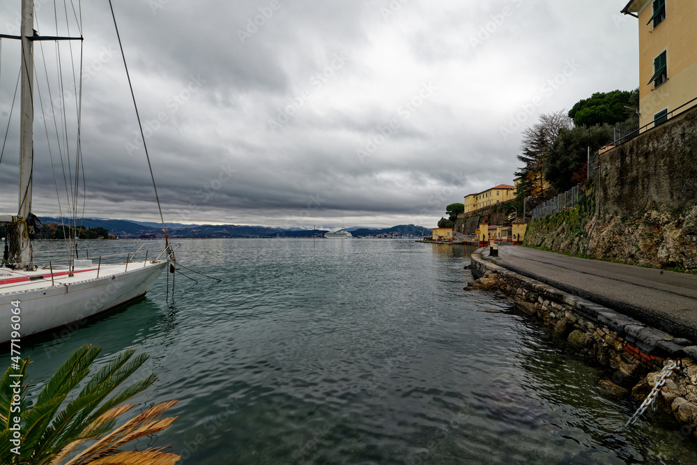 panoramic view of la spezia gulf take from le grazie