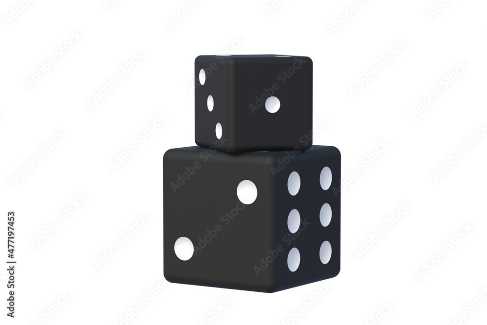 Black dice isolated on white background. 3d render Black dice isolated on white background. 3d render