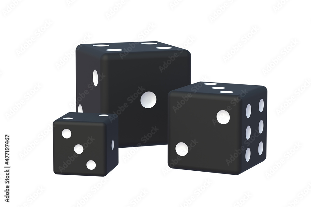 Black dice isolated on white background. 3d render Black dice isolated on white background. 3d render