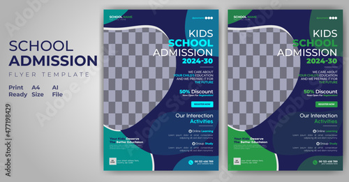 Kids Back to School Education Admission Flyer World Education Day Poster Layout Vector Template Design