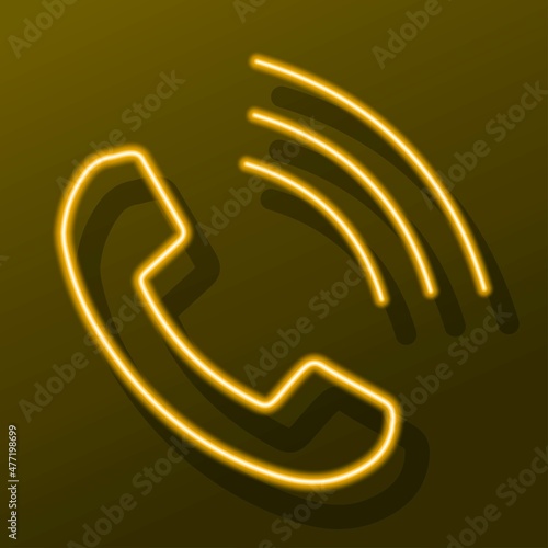 handset phone neon sign, modern glowing banner design, colorful modern design trends. Vector illustration.
