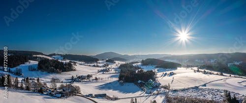 Snow-covered landscape at Christmas time in Hinterzarten in the Upper Black Forest, Germany