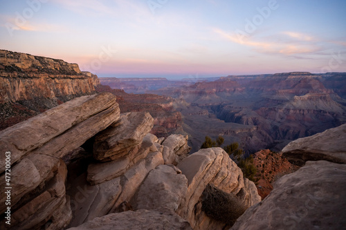 Rocky Outcropping Along The South Kaibab Trail As Sunrise