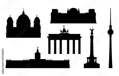 Fotografie, Obraz Berlin sightseeings silhouette vector set