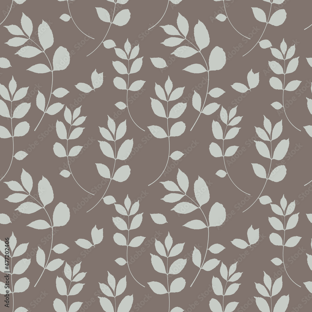 Seamless vector botanical pattern, leaves nature background