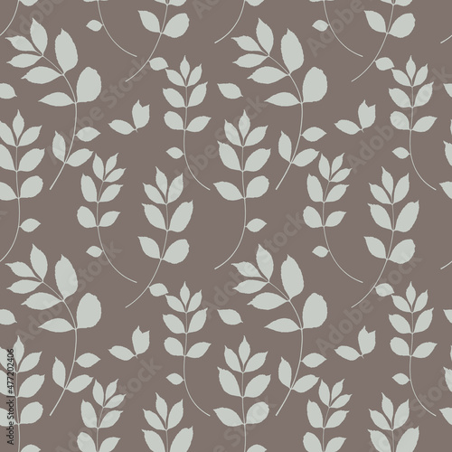 Seamless vector botanical pattern, leaves nature background